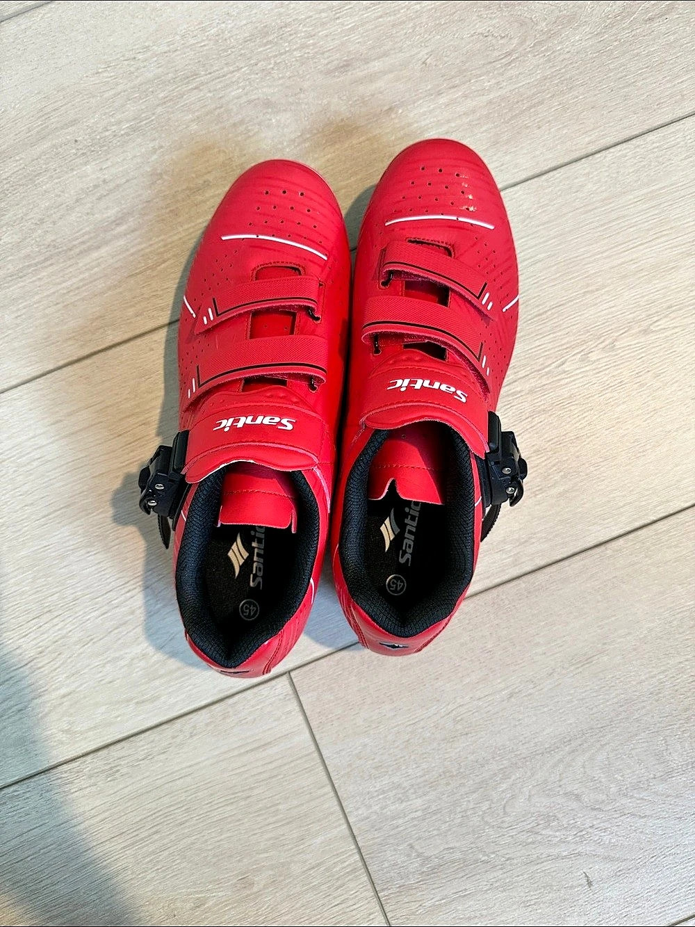 Santic Men's Cycling Shoes Road Bike Shoes Red - Size 45/12